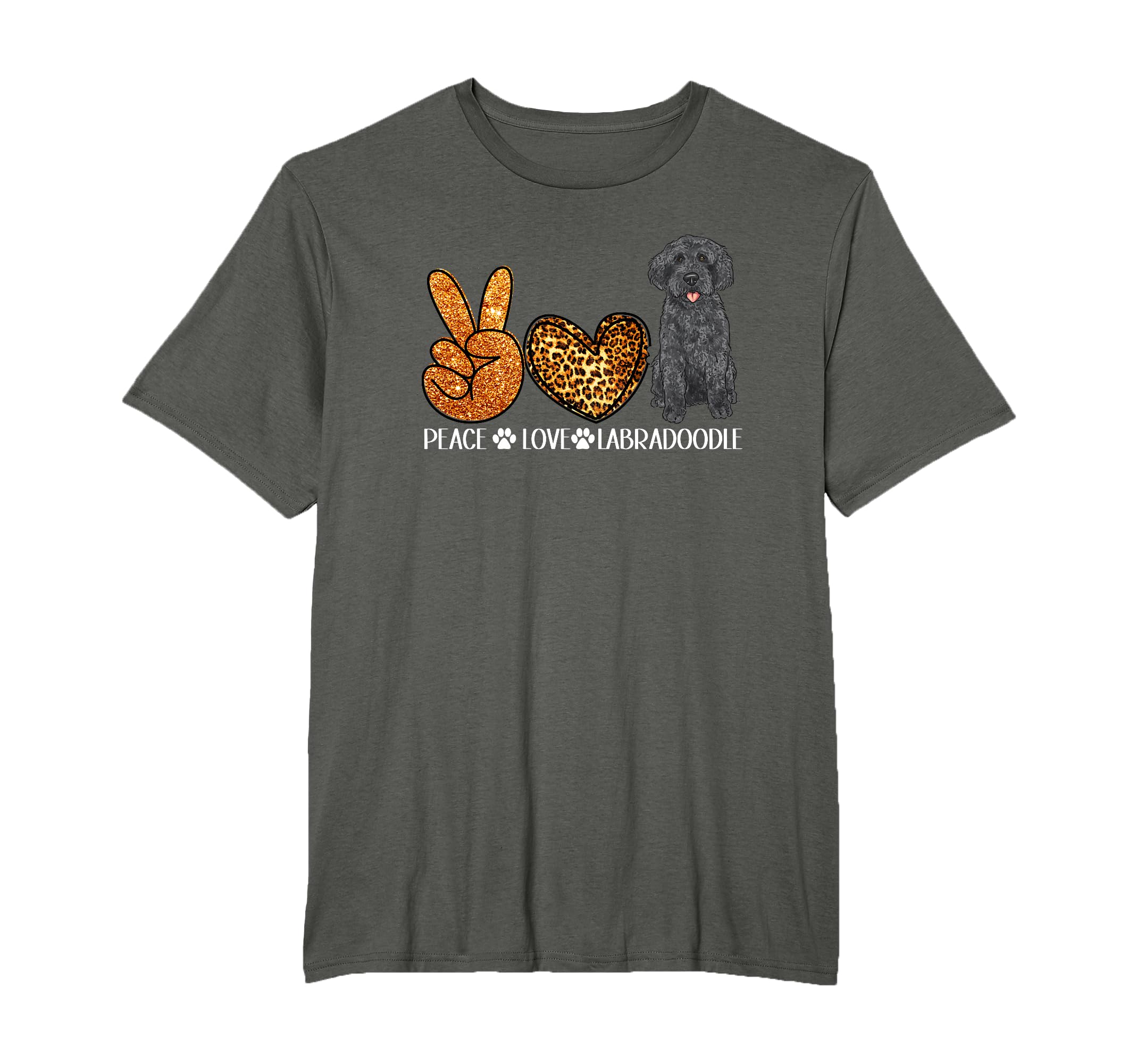 Black Labradoodle Dog Lover Peace T-Shirt - Casual Everyday Wear Men Women - T-Shirt, Sweatshirt, Hoodie
