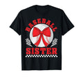 Baseball Sister Bow Checkered Player T-Shirt - Minimalist Print Men Women - T-Shirt, Sweatshirt, Hoodie
