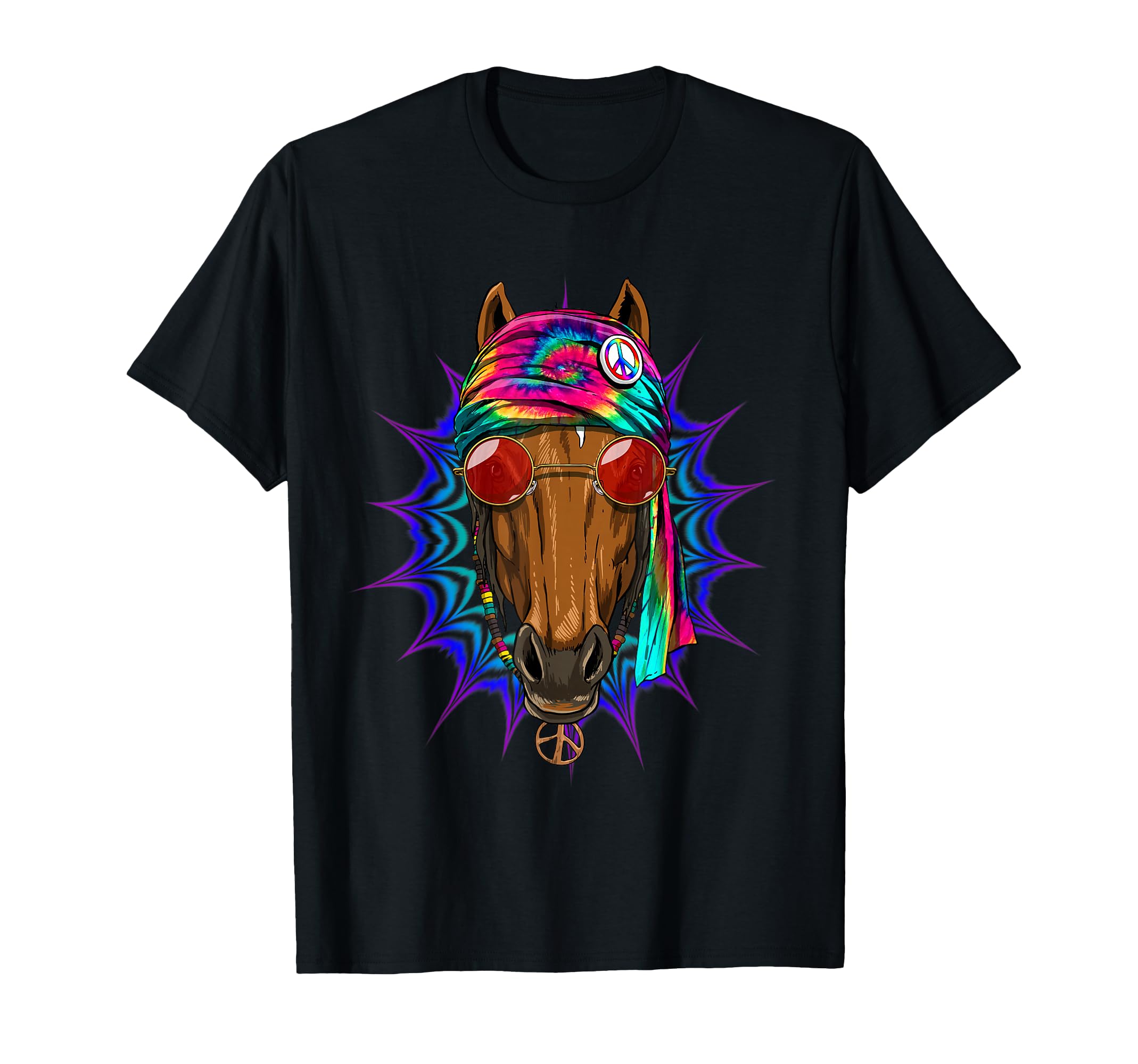 Tie Dye Hippie Horse Hippiness Peace T-Shirt - Minimalist Print Unisex - T-Shirt, Sweatshirt, Hoodie