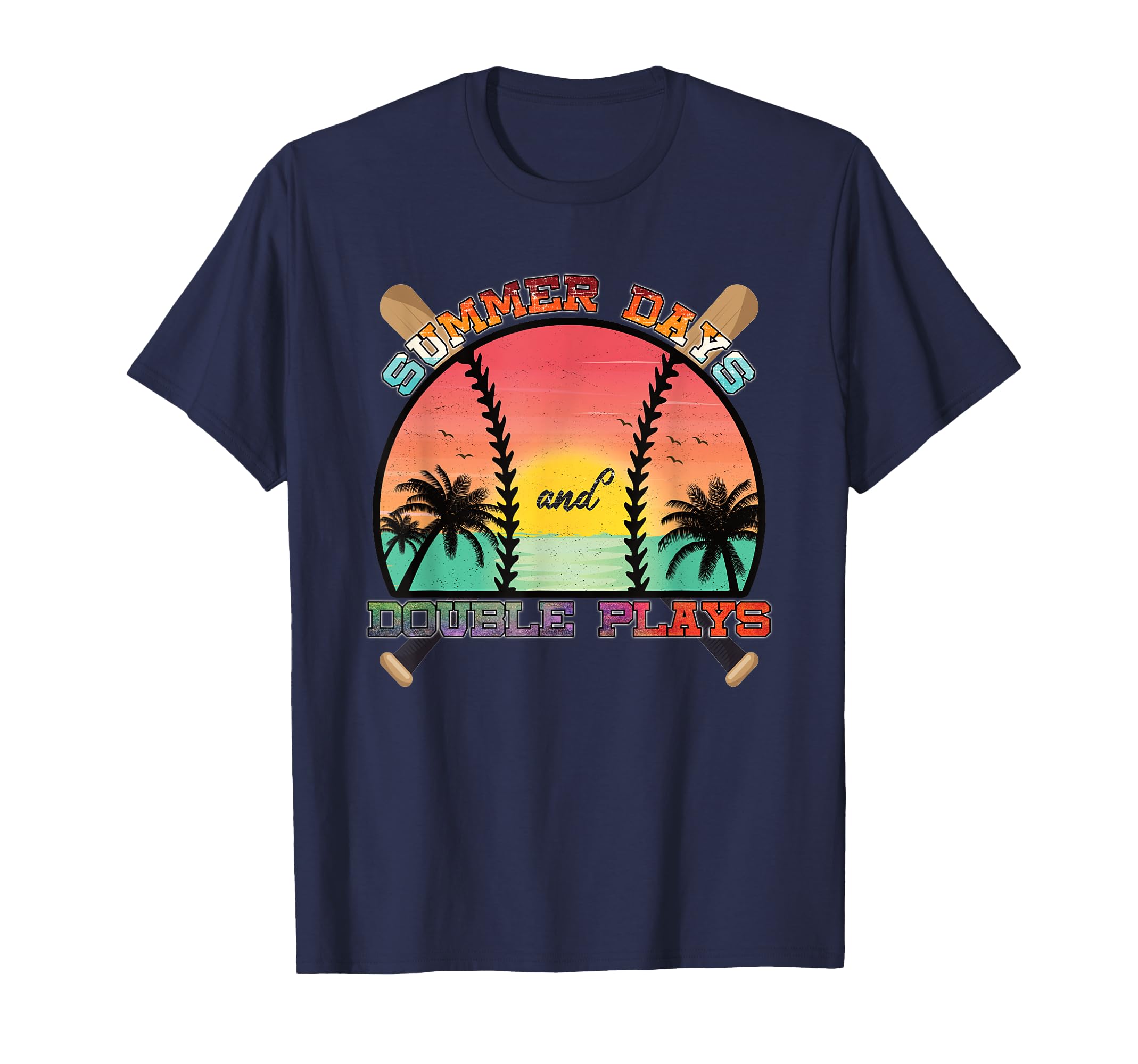 Summer Days And Double Plays Baseball T-Shirt - Unique Graphic for Adults - T-Shirt, Sweatshirt, Hoodie