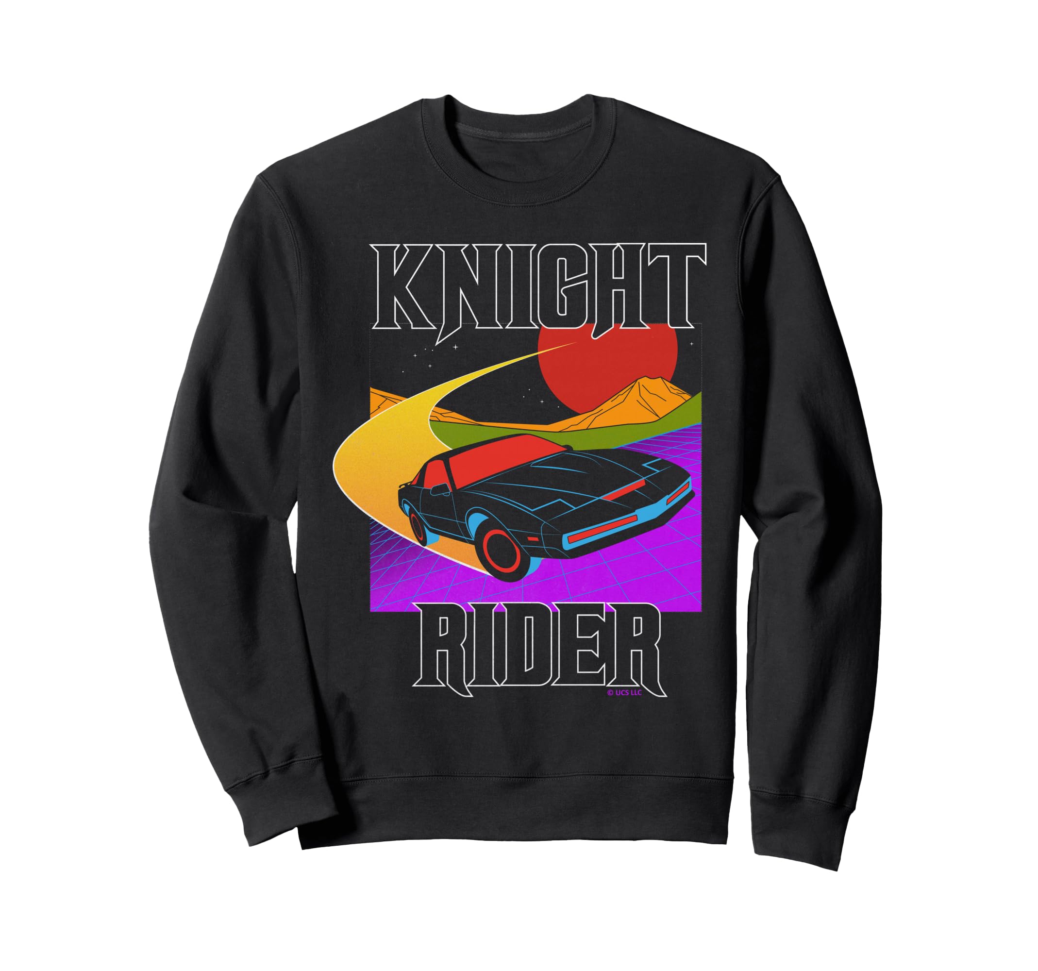 Knight Rider Neon Car Sunset Sweatshirt - Graphic Print for Adults - T-Shirt, Sweatshirt, Hoodie