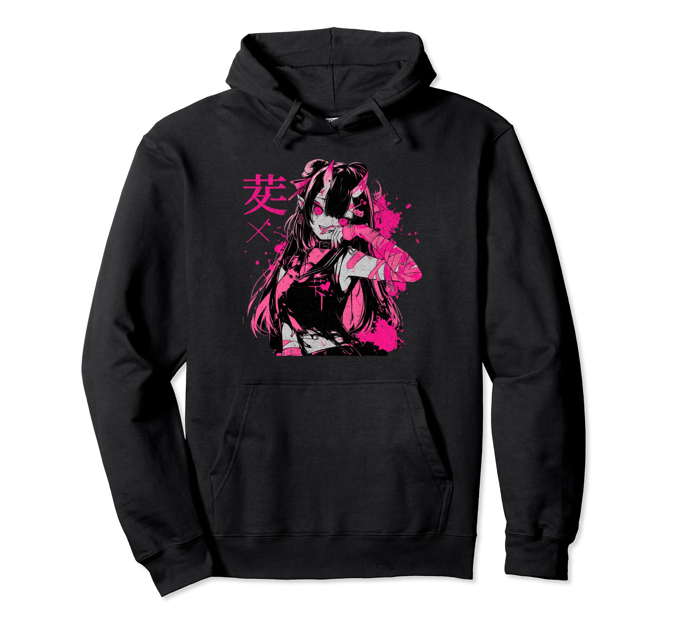 Goth Grunge Demon Anime Waifu Horror Hoodie - Trendy Graphic for Adults - T-Shirt, Sweatshirt, Hoodie