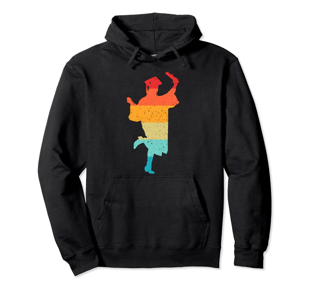 Graduation Silhouette 80S Distressed Hoodie - Minimalist Print for Adults - T-Shirt, Sweatshirt, Hoodie