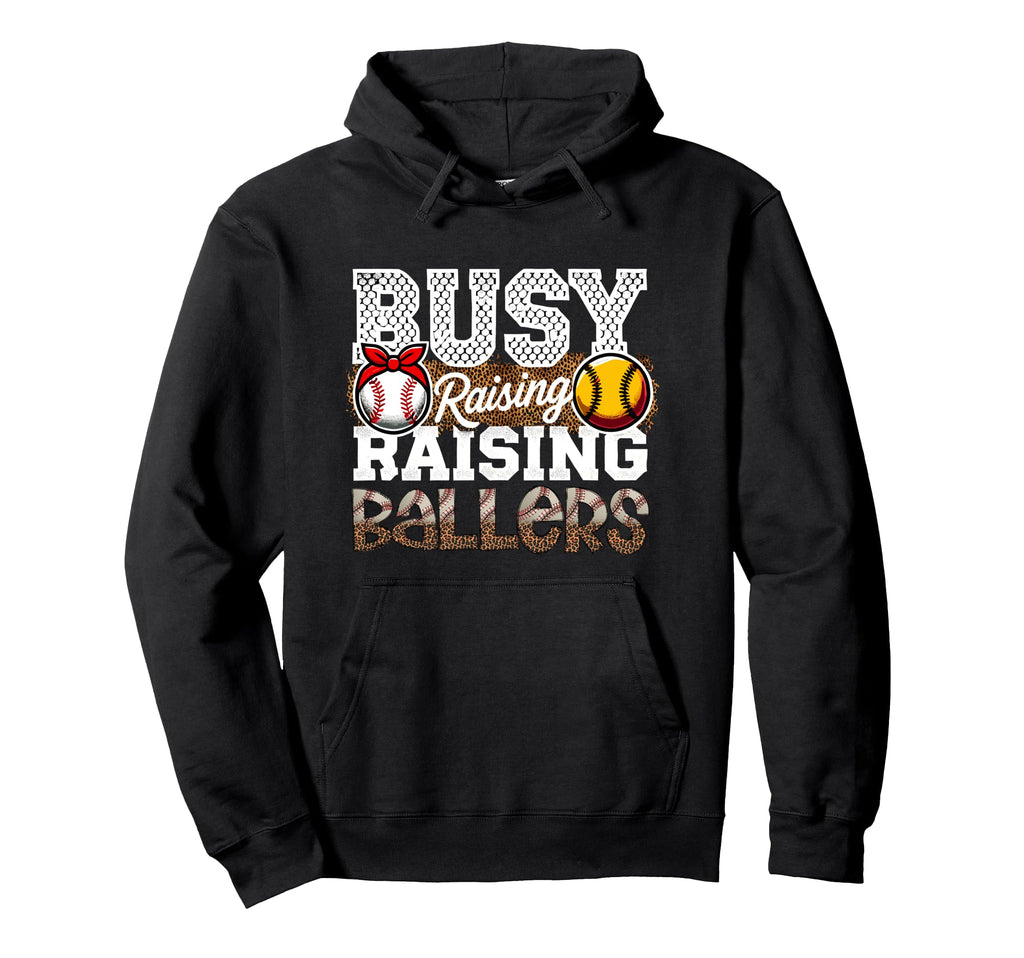 Busy Raising Ballers Leopard Hoodie - Fun Novelty Design for Adults - T-Shirt, Sweatshirt, Hoodie