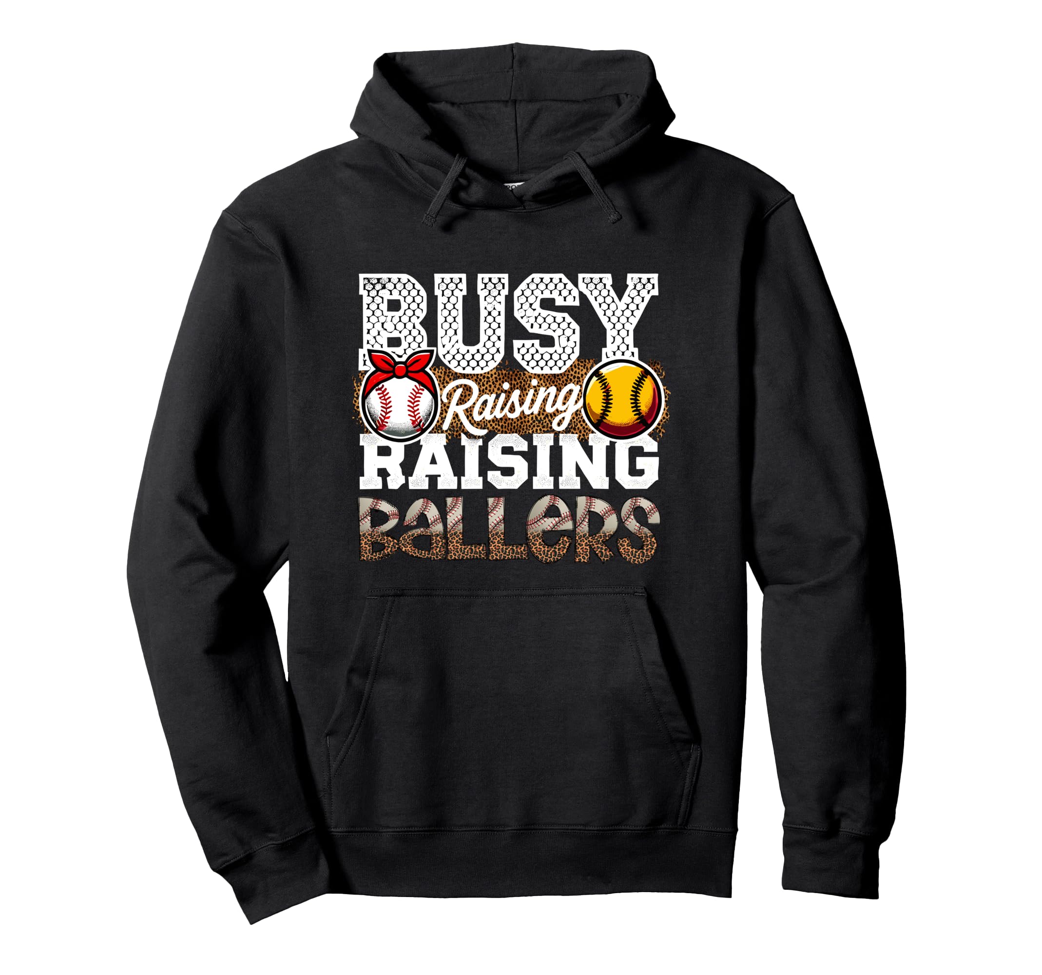 Busy Raising Ballers Leopard Hoodie - Fun Novelty Design for Adults - T-Shirt, Sweatshirt, Hoodie