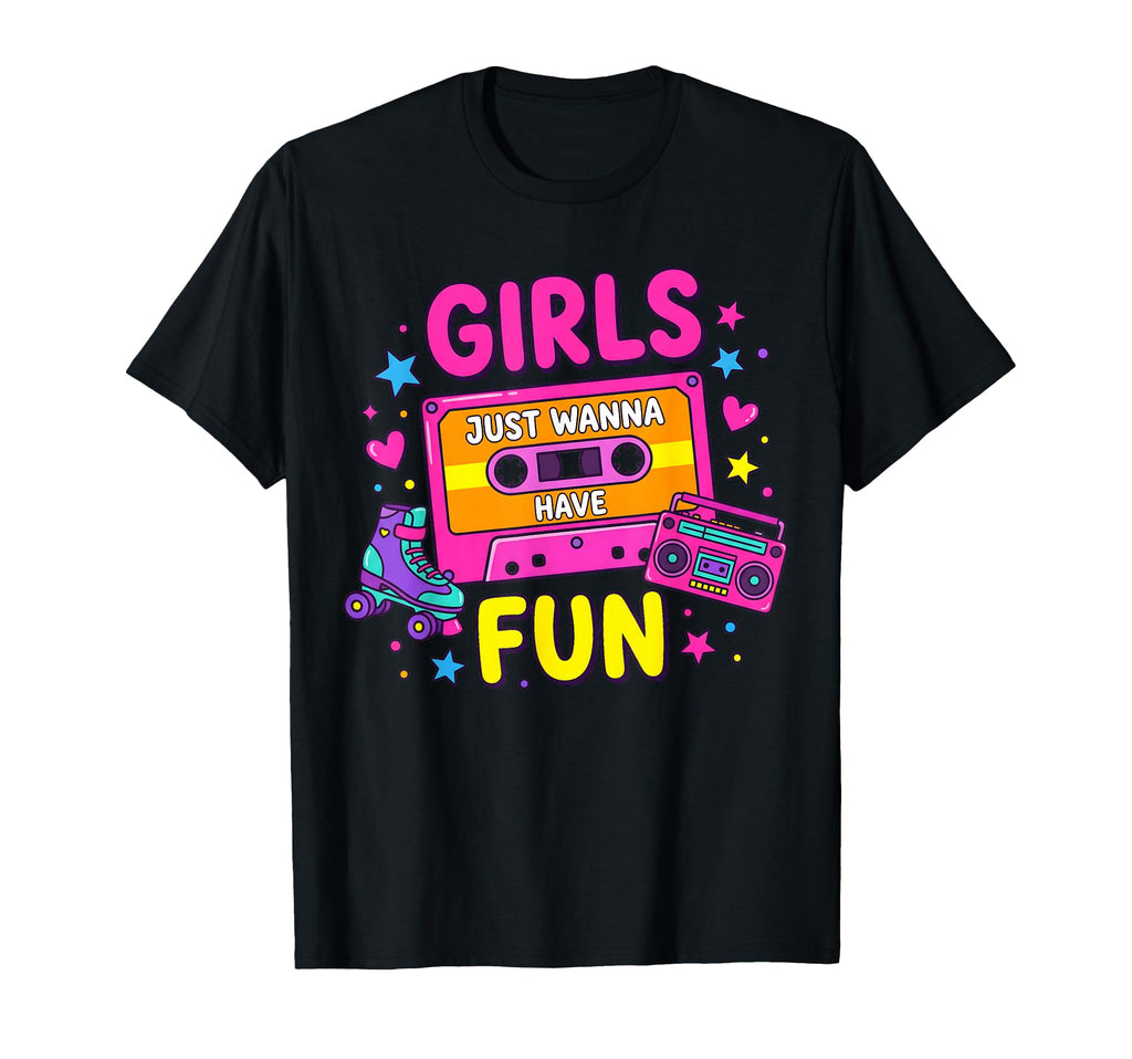 Cassette And Roller Skate Just Wanna T-Shirt - Unique Graphic for Adults - T-Shirt, Sweatshirt, Hoodie