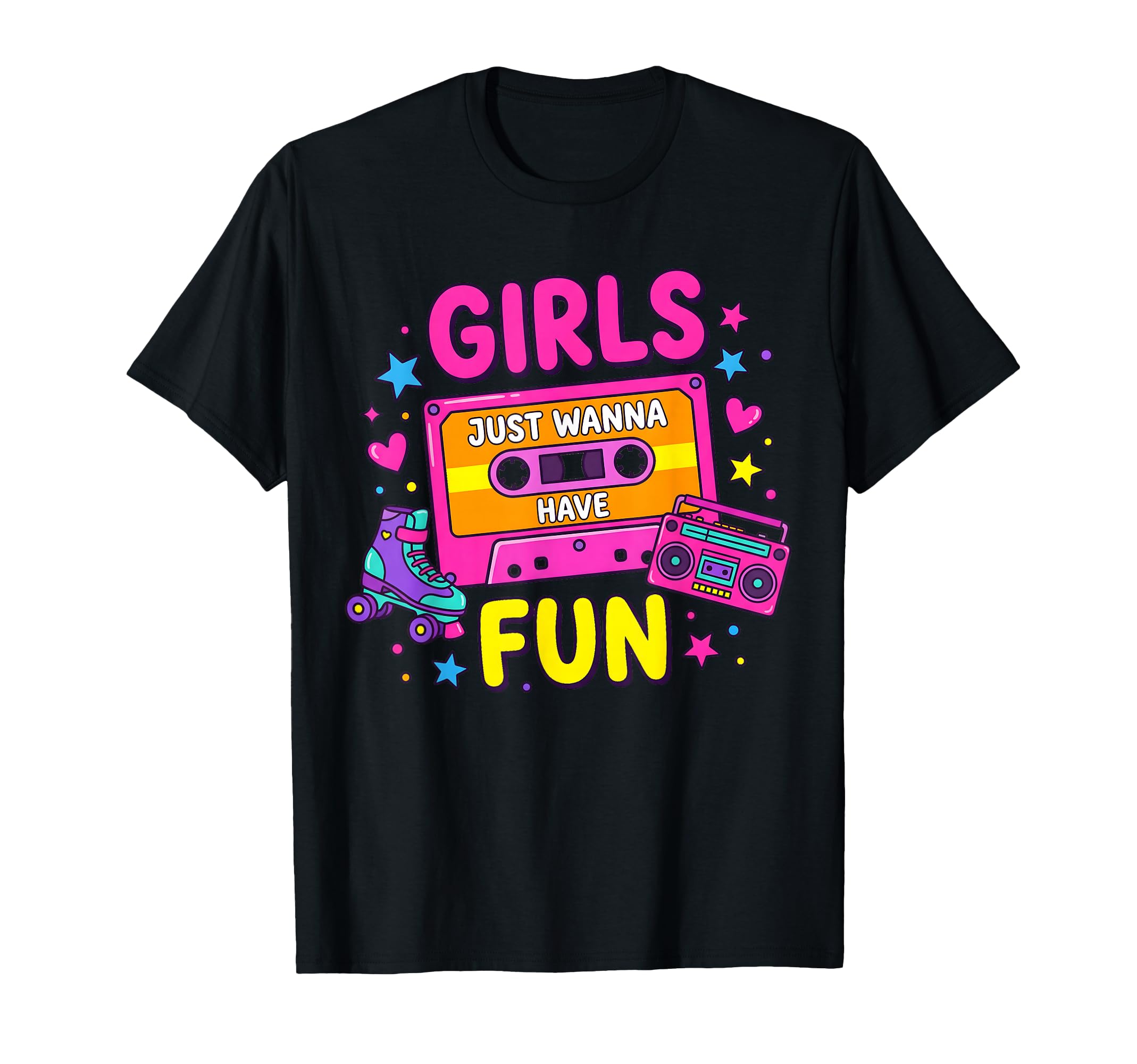 Cassette And Roller Skate Just Wanna T-Shirt - Unique Graphic for Adults - T-Shirt, Sweatshirt, Hoodie