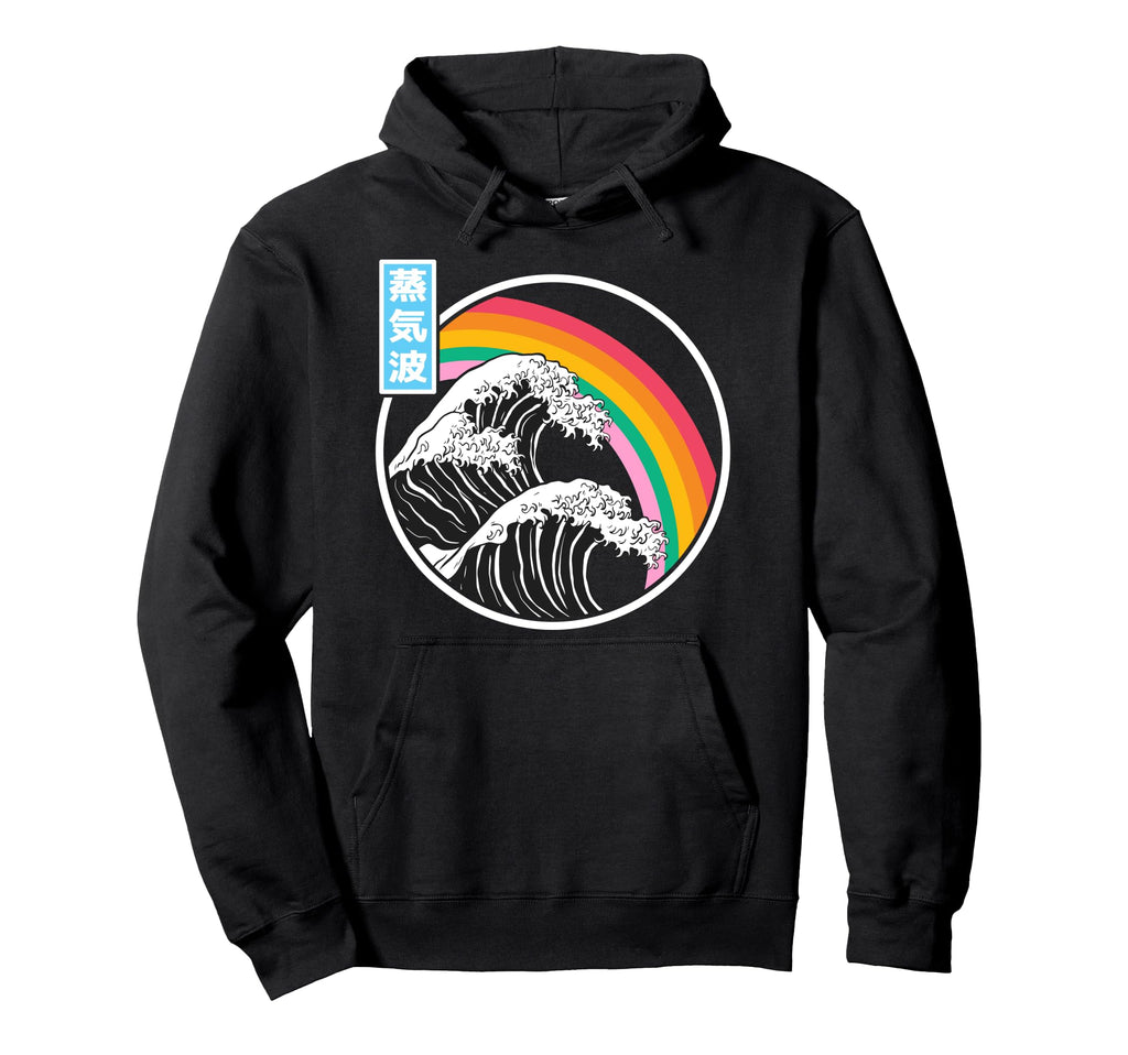 Kanagawa Wave Rainbow Japan 80S Otaku Hoodie - Trendy Graphic for Adults - T-Shirt, Sweatshirt, Hoodie