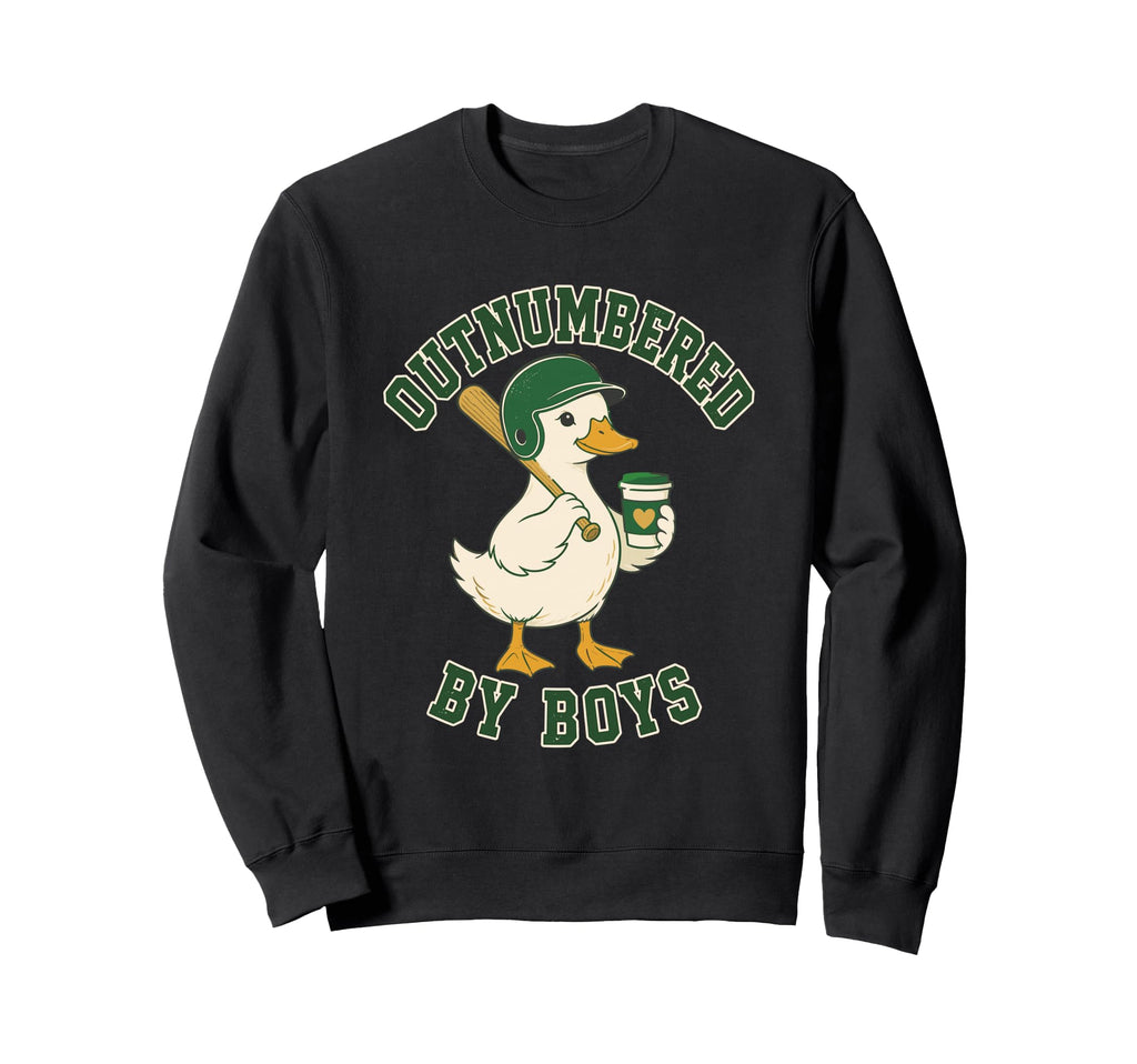 Outnumbered Baseball Duck Coffee Mom Sweatshirt - Novelty Apparel Men Women - T-Shirt, Sweatshirt, Hoodie