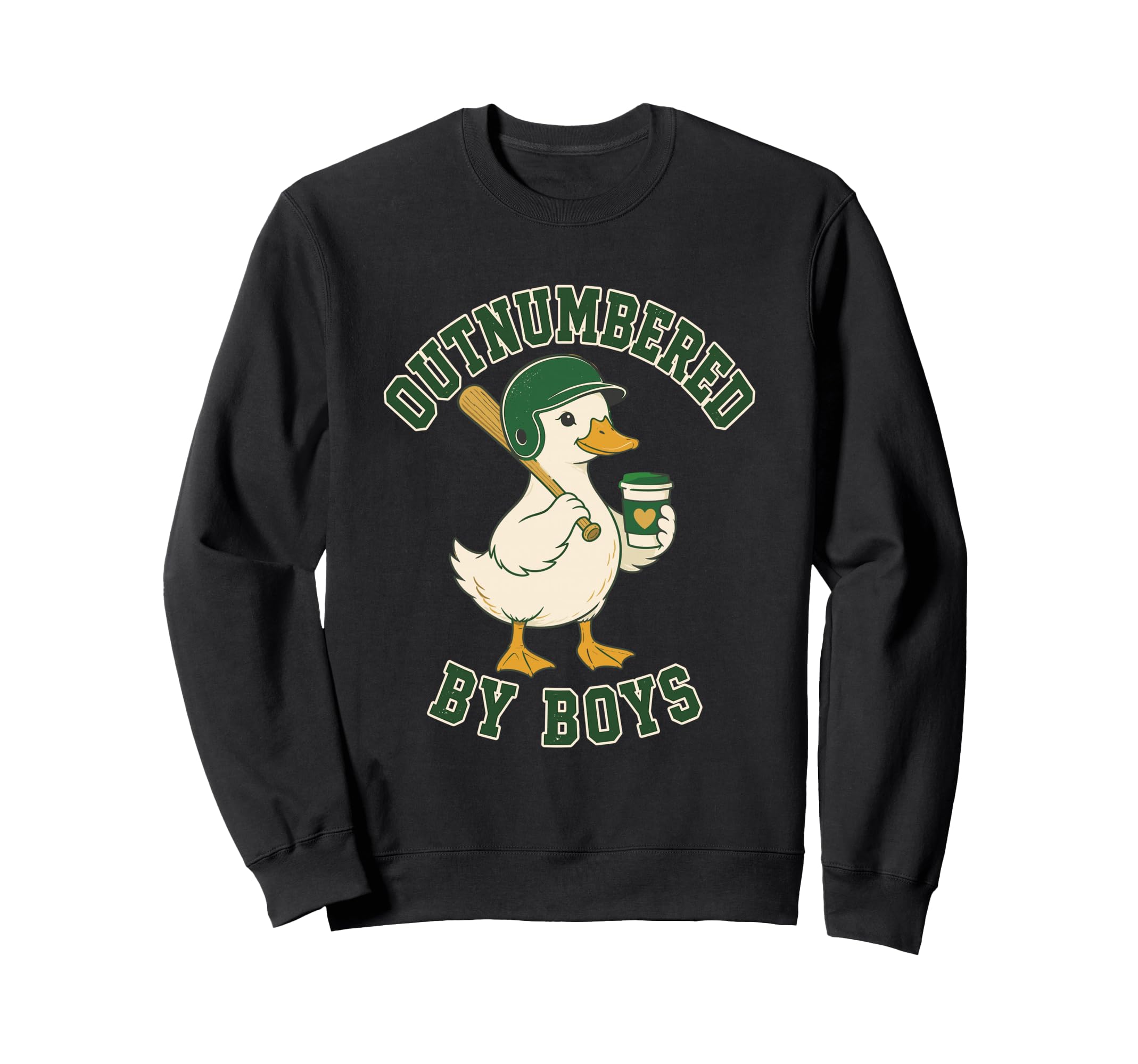 Outnumbered Baseball Duck Coffee Mom Sweatshirt - Novelty Apparel Men Women - T-Shirt, Sweatshirt, Hoodie