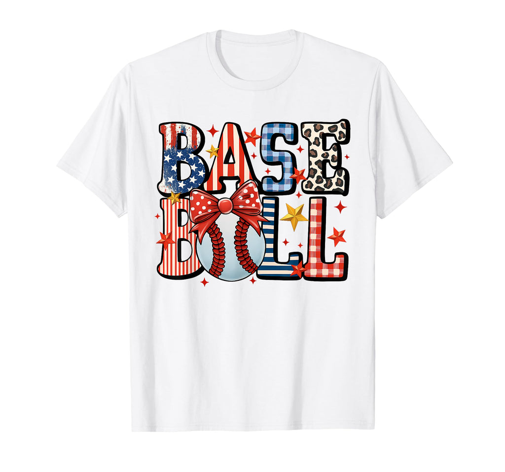 Usa American Flag Coquette Bow Baseball T-Shirt - Aesthetic Graphic Unisex - T-Shirt, Sweatshirt, Hoodie