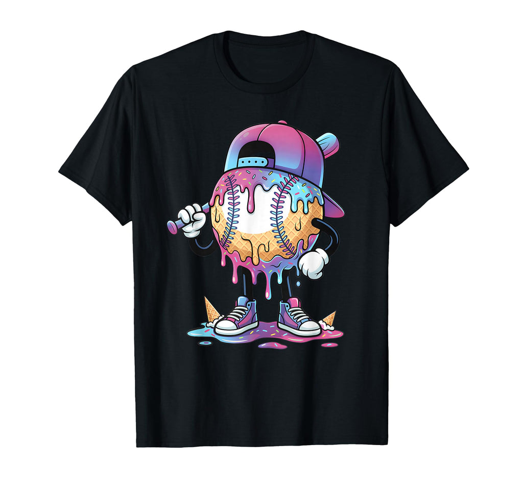 Baseball Drip Ice Cream Drip Baseball T-Shirt - Novelty Apparel for Adults - T-Shirt, Sweatshirt, Hoodie