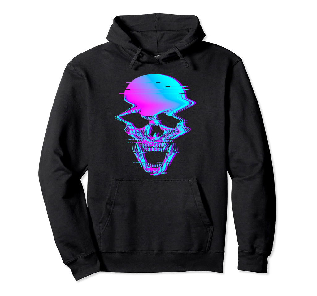 Skull Glitch Creepy Eboy Egirl Hoodie - Minimalist Print for Adults - T-Shirt, Sweatshirt, Hoodie
