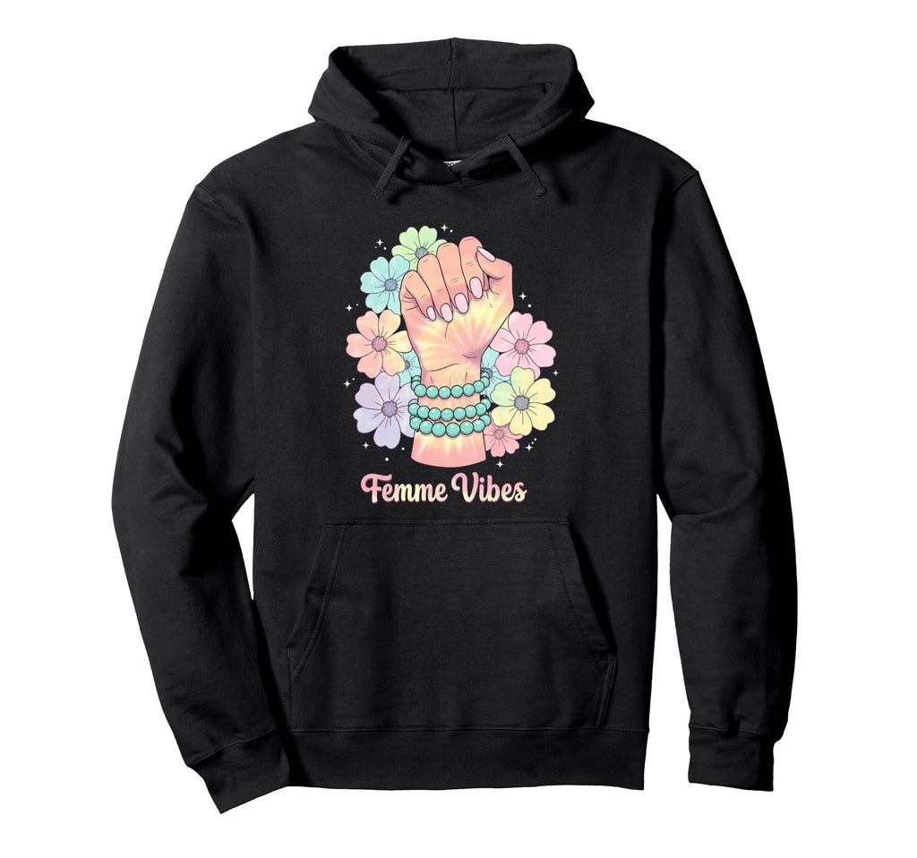 Femme Vibes Aesthetic Feminist Pastel Hoodie - Custom Art Print Men Women - T-Shirt, Sweatshirt, Hoodie