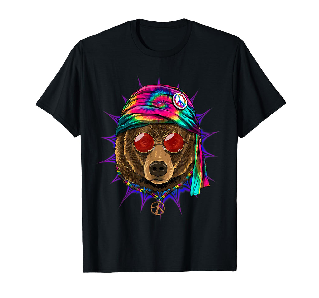Tie Dye Hippie Bear Hippiness Peace T-Shirt - Streetwear Style Men Women - T-Shirt, Sweatshirt, Hoodie