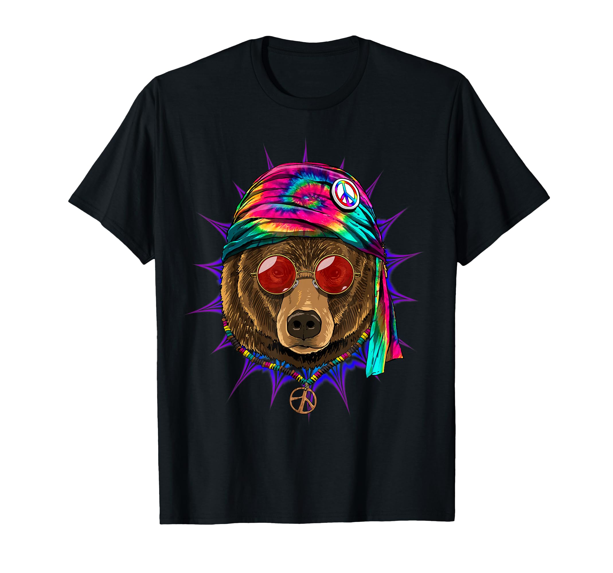 Tie Dye Hippie Bear Hippiness Peace T-Shirt - Streetwear Style Men Women - T-Shirt, Sweatshirt, Hoodie