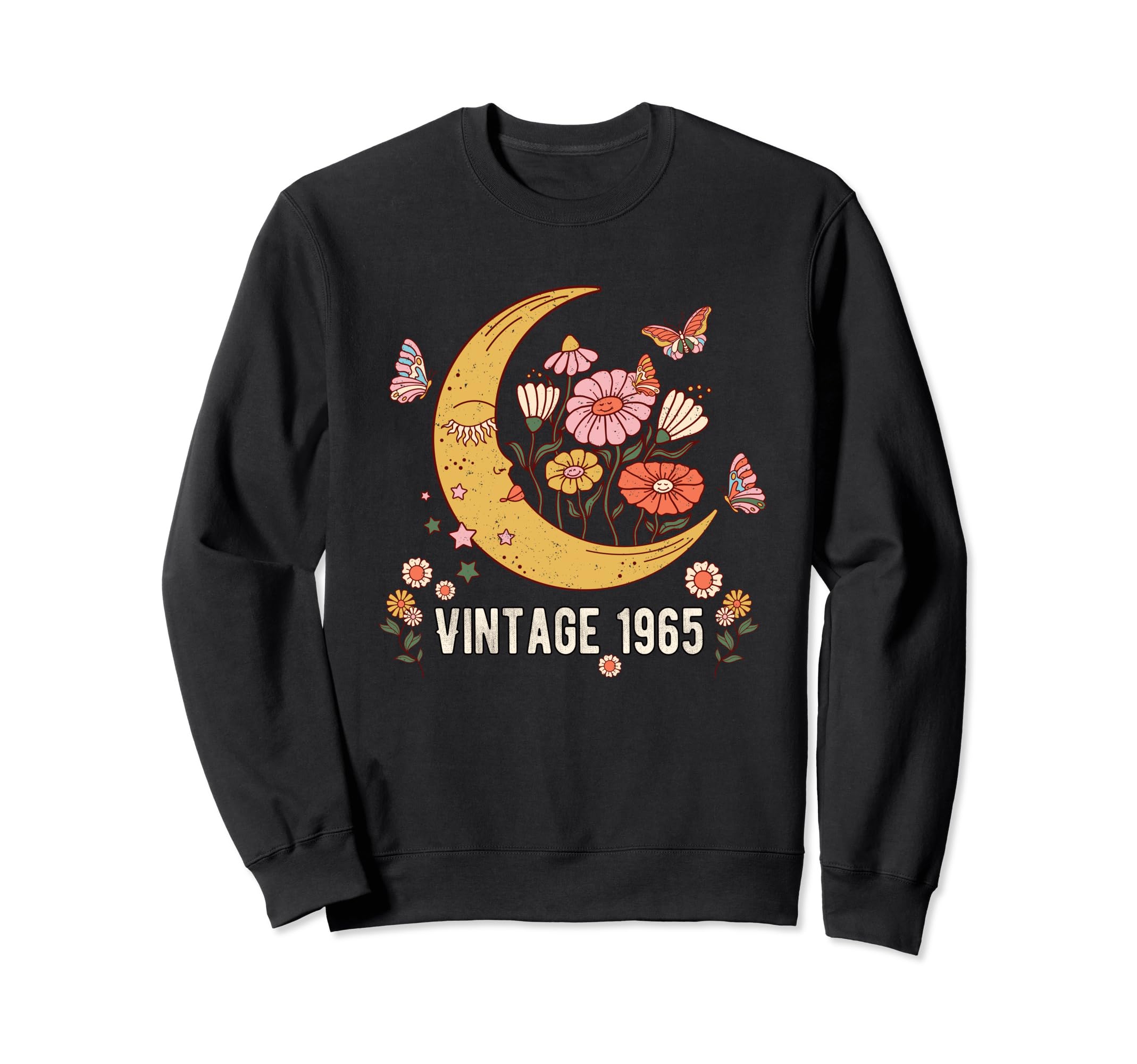 1965 Boho Moon Flower Butterfly 59Th Sweatshirt - Streetwear Style Unisex - T-Shirt, Sweatshirt, Hoodie