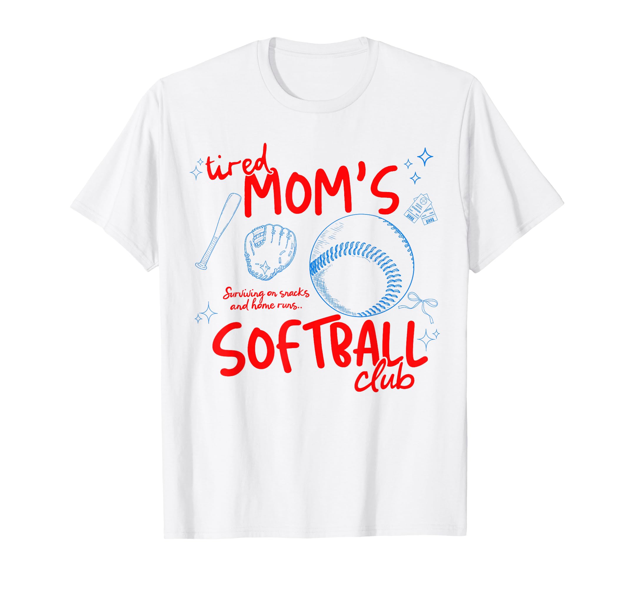 Tired Moms Softball Club Softball Mom T-Shirt - Fun Novelty Design Unisex - T-Shirt, Sweatshirt, Hoodie