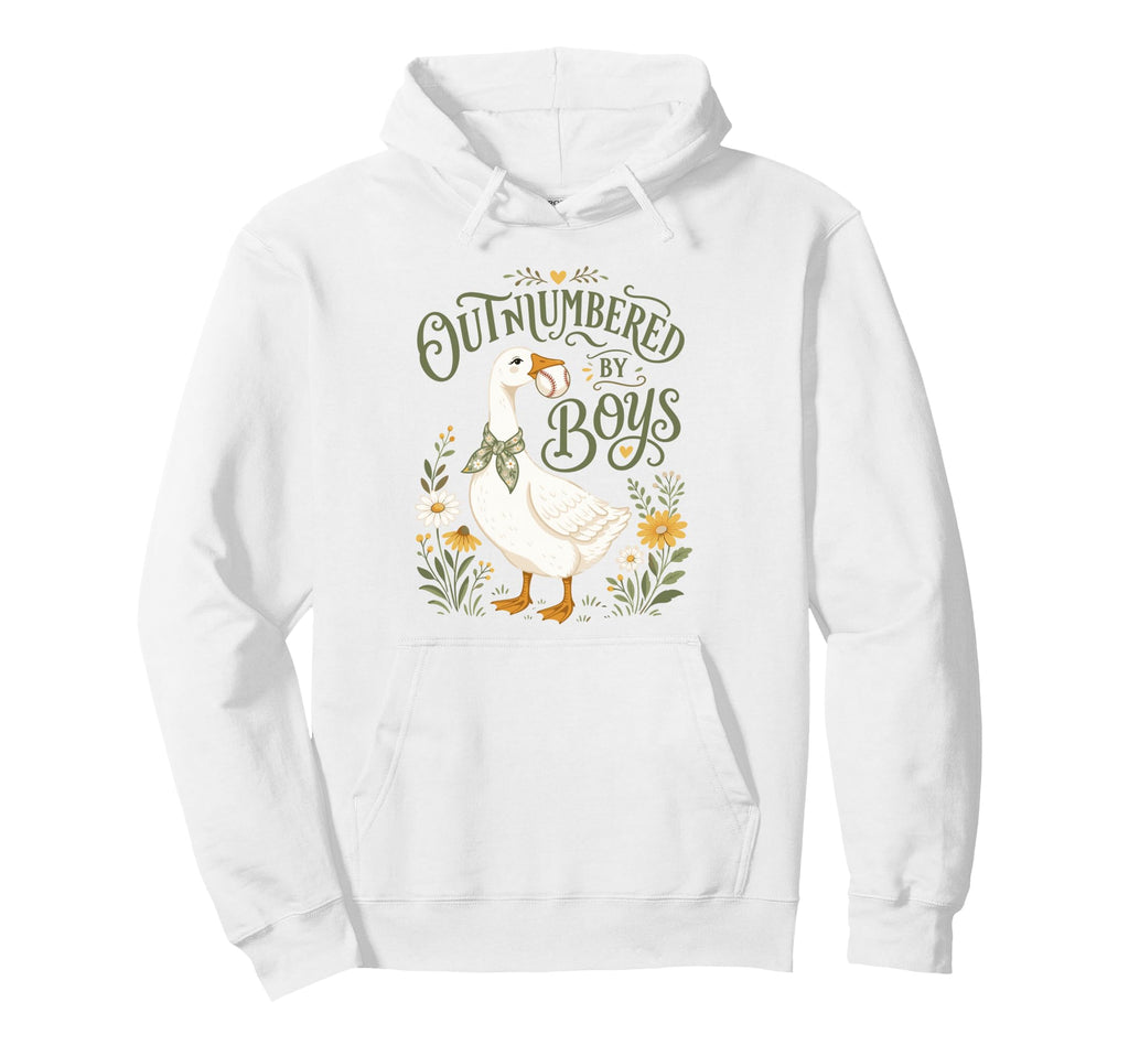Outnumbered Baseball Mom Floral Hoodie - Casual Everyday Wear for Adults - T-Shirt, Sweatshirt, Hoodie