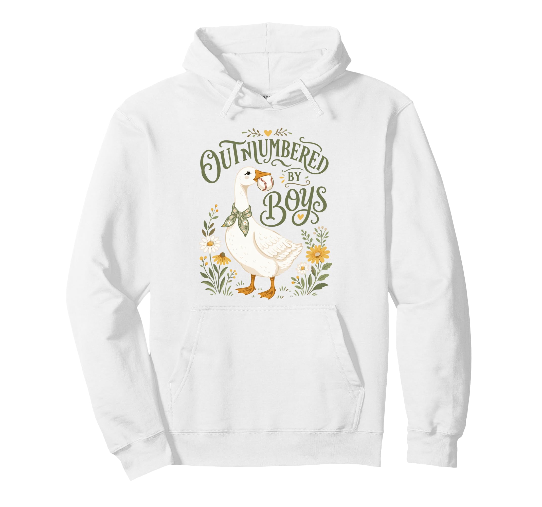 Outnumbered Baseball Mom Floral Hoodie - Casual Everyday Wear for Adults - T-Shirt, Sweatshirt, Hoodie