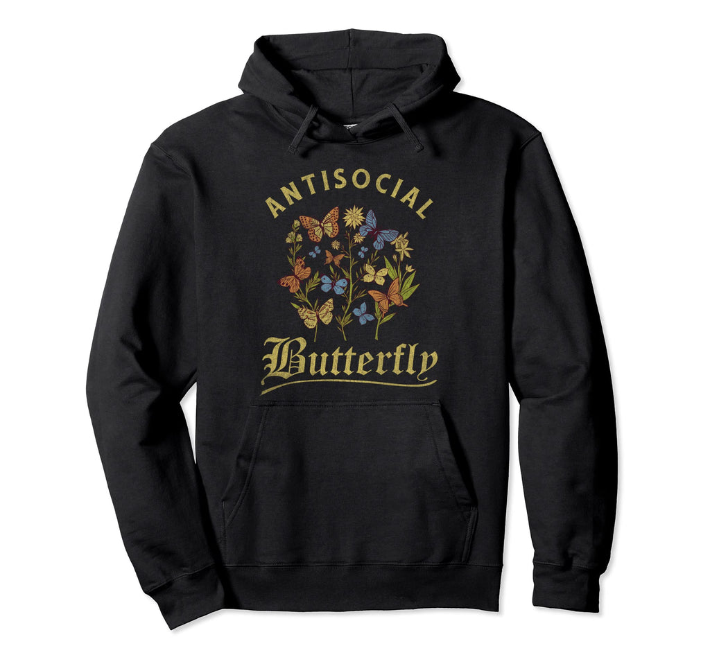 Antisocial Butterfly Fairy Grunge Hoodie - Trendy Graphic Men Women - T-Shirt, Sweatshirt, Hoodie