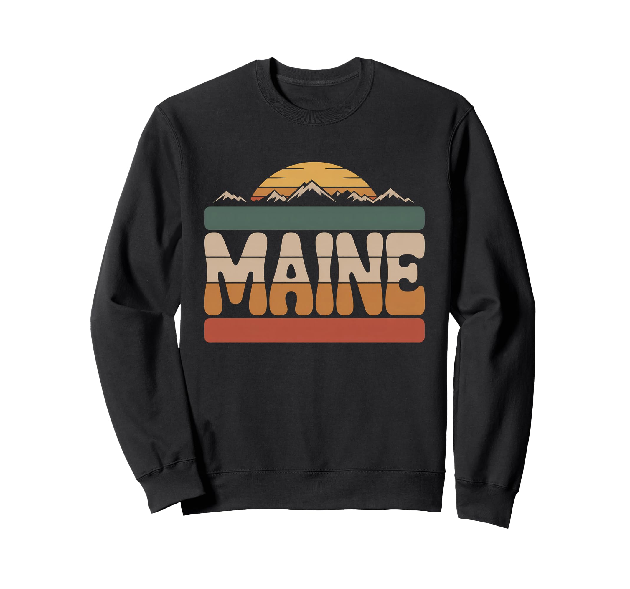 Maine Mountain Sunset 70S State Souvenir Sweatshirt - Trendy Graphic Unisex - T-Shirt, Sweatshirt, Hoodie