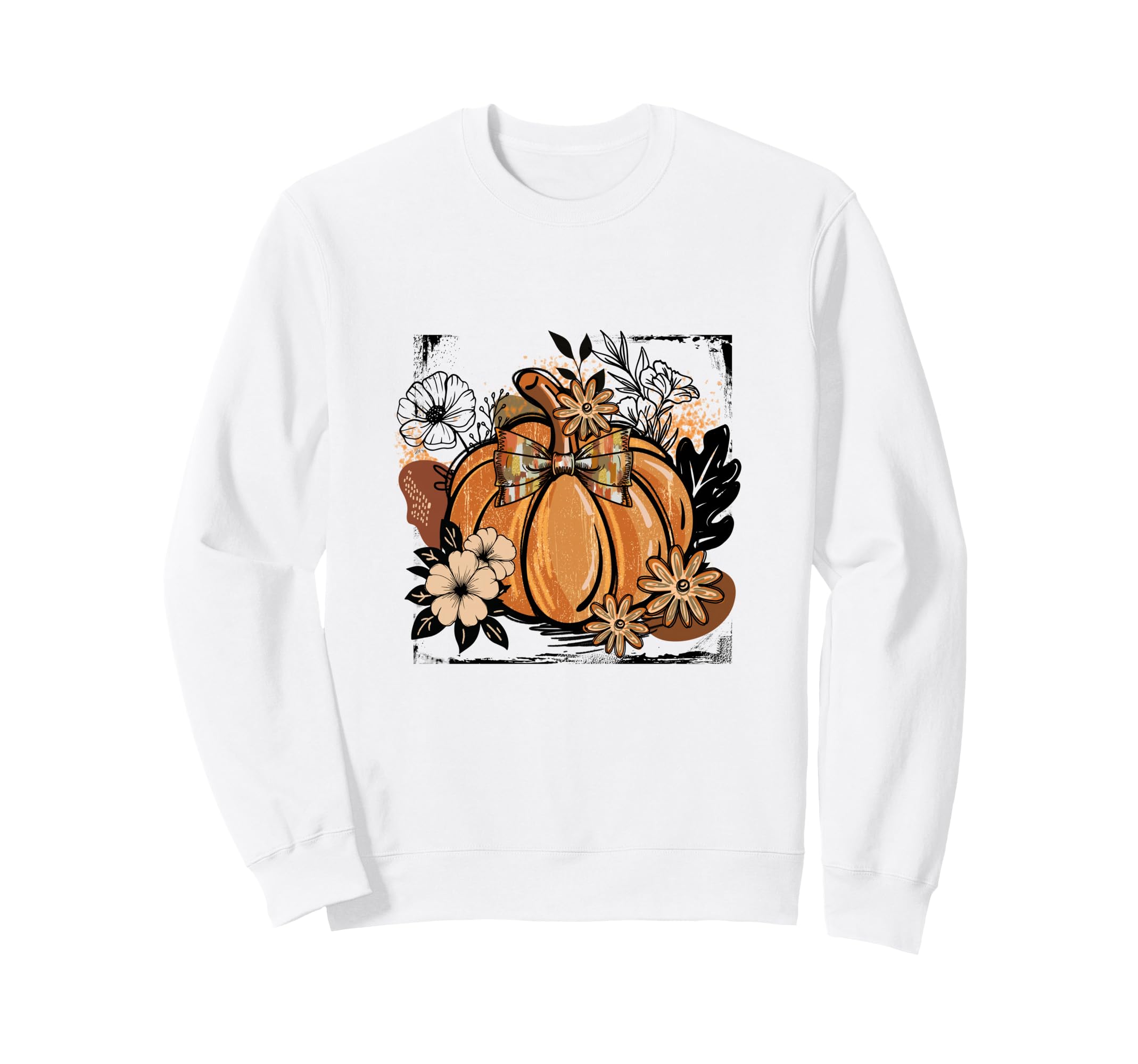 Coquette Halloween Fall Pumpkin Flowers Sweatshirt - Unique Graphic Unisex - T-Shirt, Sweatshirt, Hoodie
