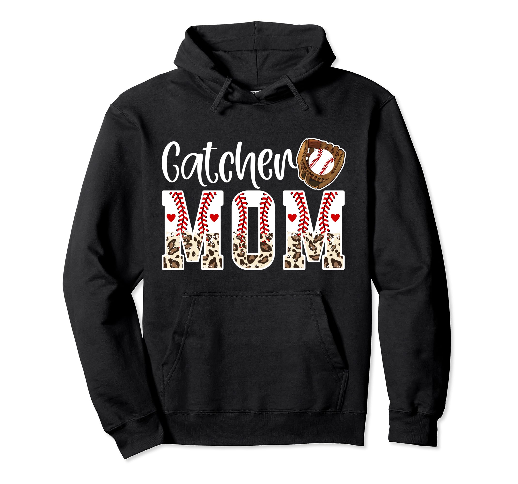 Baseball Catcher Mom Leopard Mom Hoodie - Aesthetic Graphic Unisex - T-Shirt, Sweatshirt, Hoodie