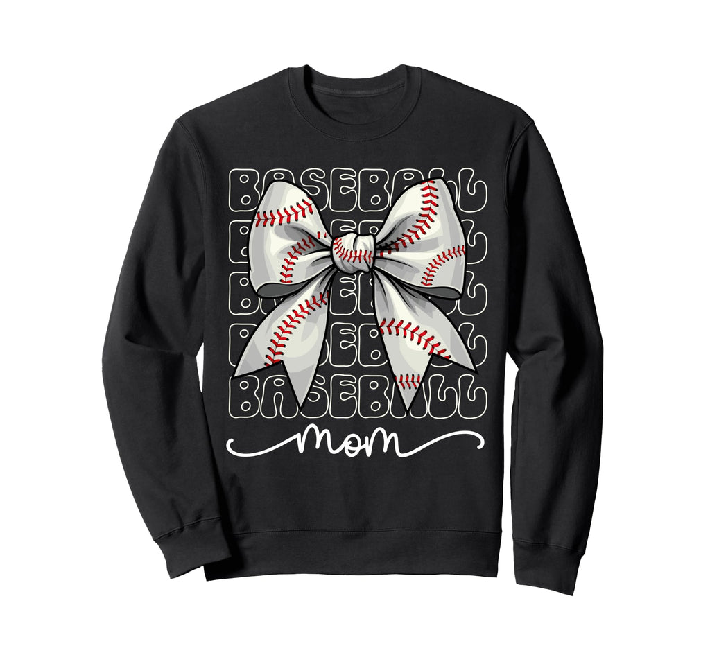 Baseball Mom Coquette Bow Sweatshirt - Custom Art Print for Adults - T-Shirt, Sweatshirt, Hoodie