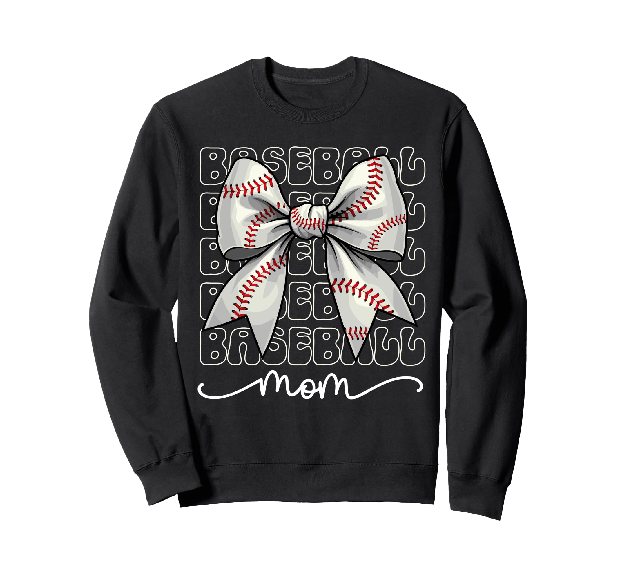 Baseball Mom Coquette Bow Sweatshirt - Custom Art Print for Adults - T-Shirt, Sweatshirt, Hoodie
