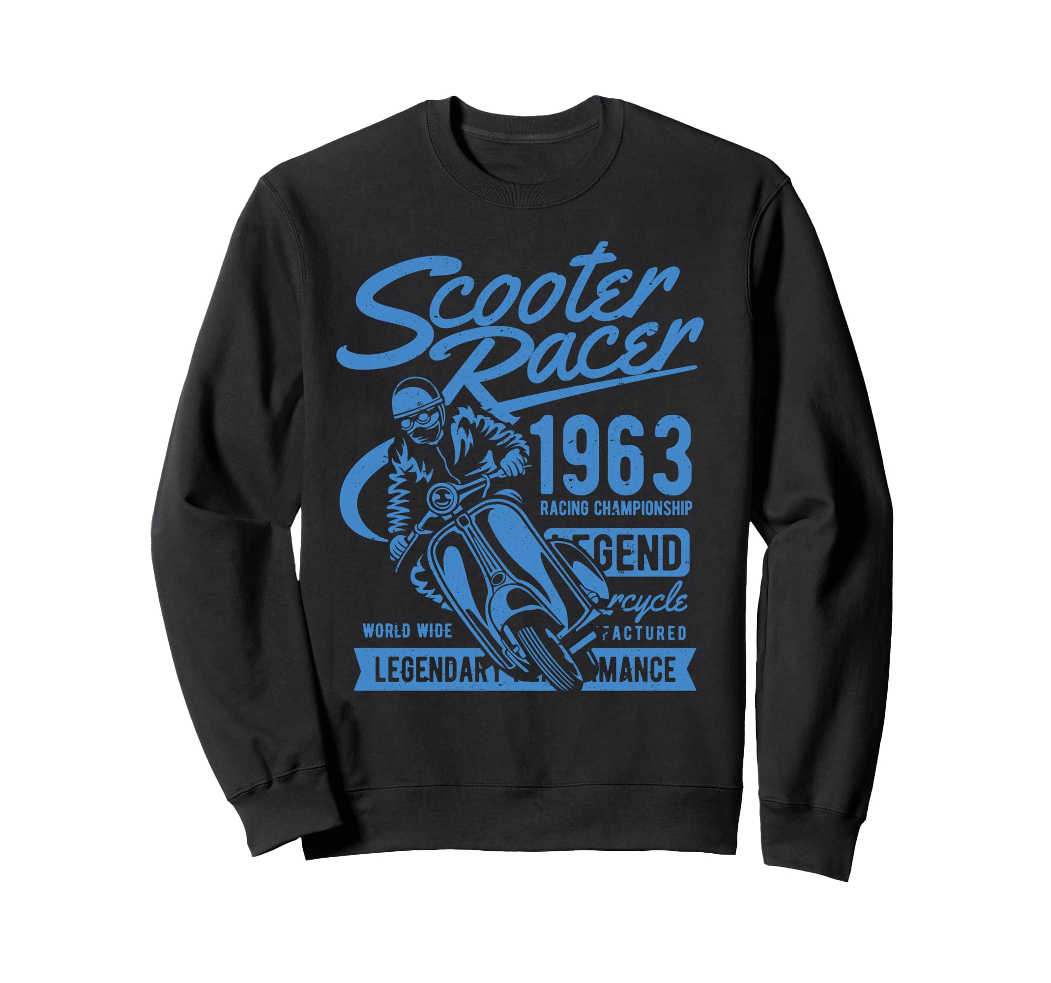 Scooter Racer Distressed Sweatshirt - Trendy Graphic for Adults - T-Shirt, Sweatshirt, Hoodie