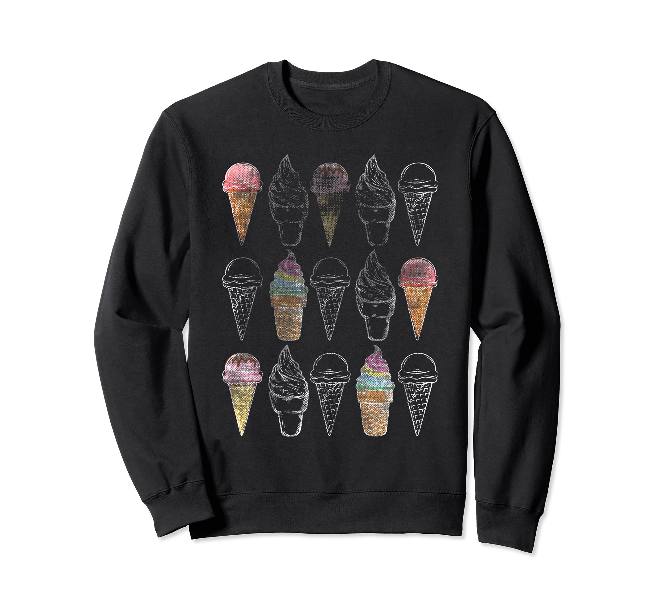 Ice Cream Cones Extra Distressed Sweatshirt - Fun Novelty Design Unisex - T-Shirt, Sweatshirt, Hoodie