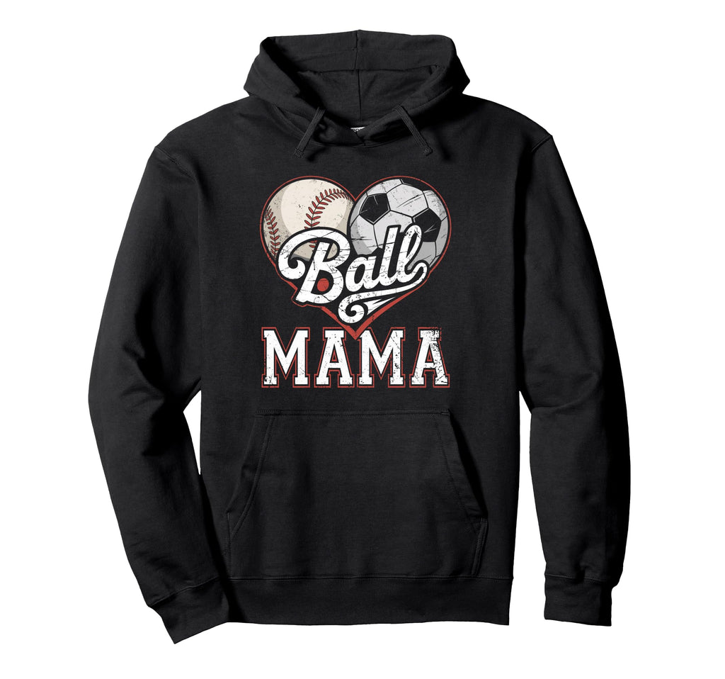 Ball Mama Baseball Soccer Heart Mom Both Hoodie - Custom Art Print Unisex - T-Shirt, Sweatshirt, Hoodie