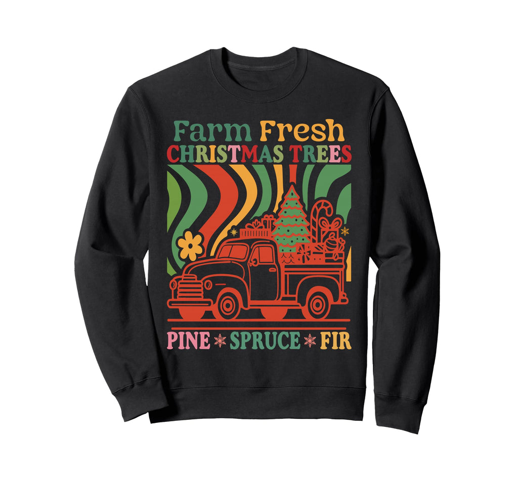 Farm Fresh Trees Truck Boho Floral Sweatshirt - Trendy Graphic Unisex - T-Shirt, Sweatshirt, Hoodie