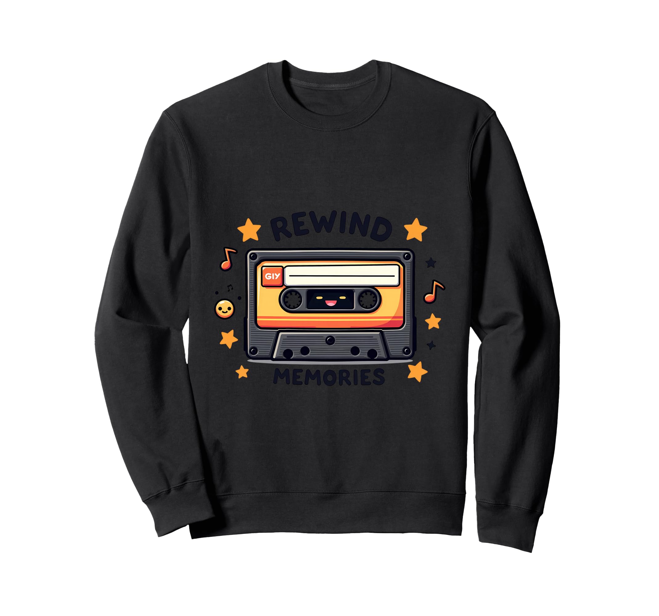 Cartoon Cassette Tape Rewind Sweatshirt - Fun Novelty Design Men Women - T-Shirt, Sweatshirt, Hoodie