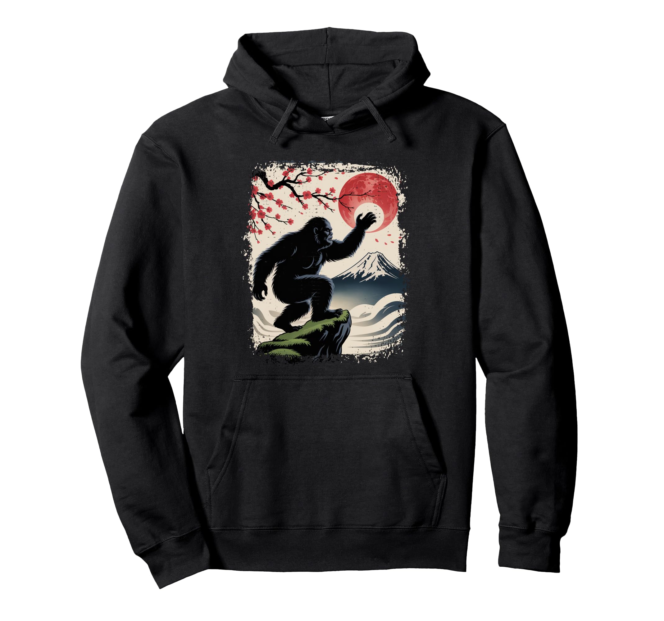 Sasquatch Bigfoot Japanese Vibes Art Hoodie - Fun Novelty Design Unisex - T-Shirt, Sweatshirt, Hoodie