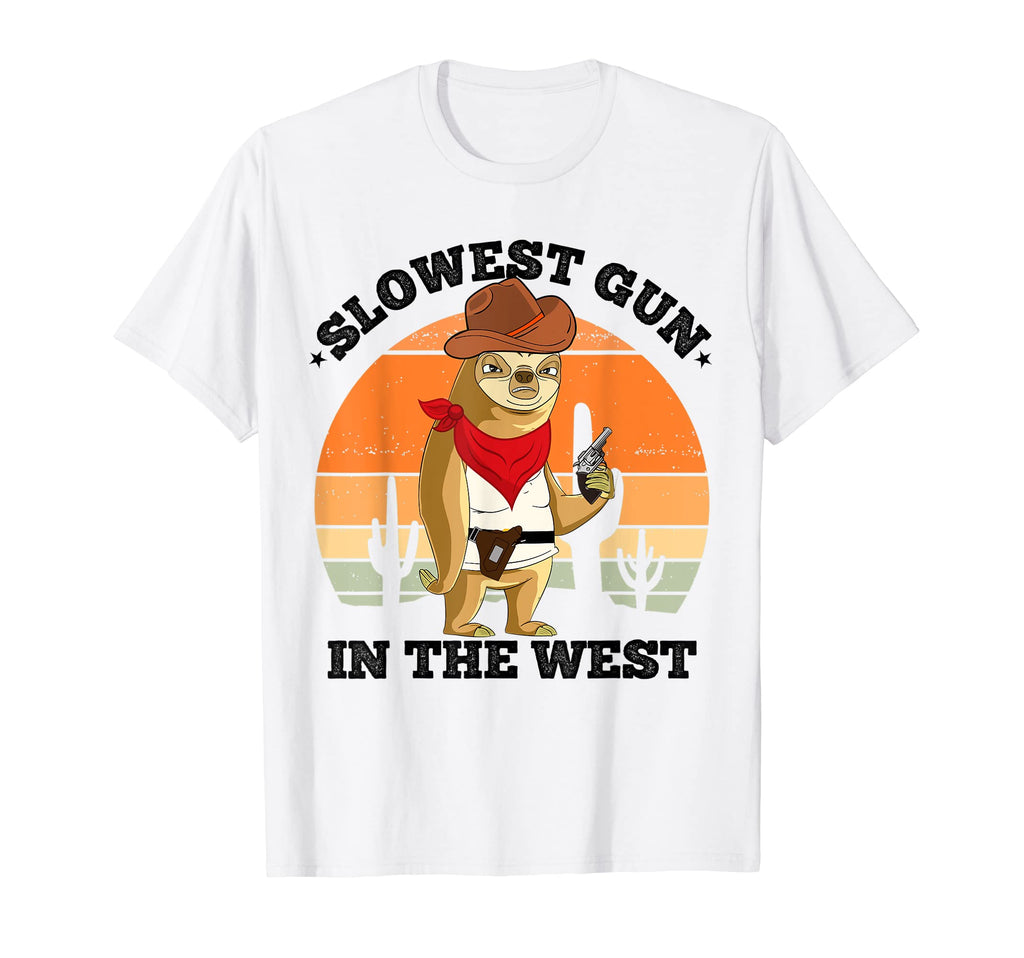 Sloth Cowboy Slowest Gun West Funny T-Shirt - Unique Graphic for Adults - T-Shirt, Sweatshirt, Hoodie