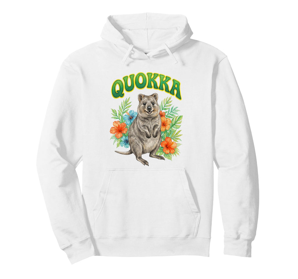Quokka Groovy Floral Quokka Watercolor Hoodie - Novelty Apparel Unisex - T-Shirt, Sweatshirt, Hoodie