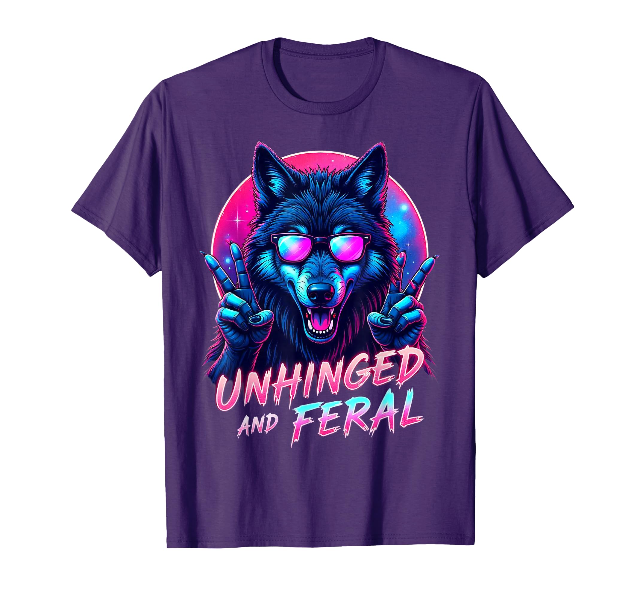 Cyberpunk Wolf Unhinged And Feral T-Shirt - Custom Art Print Men Women - T-Shirt, Sweatshirt, Hoodie