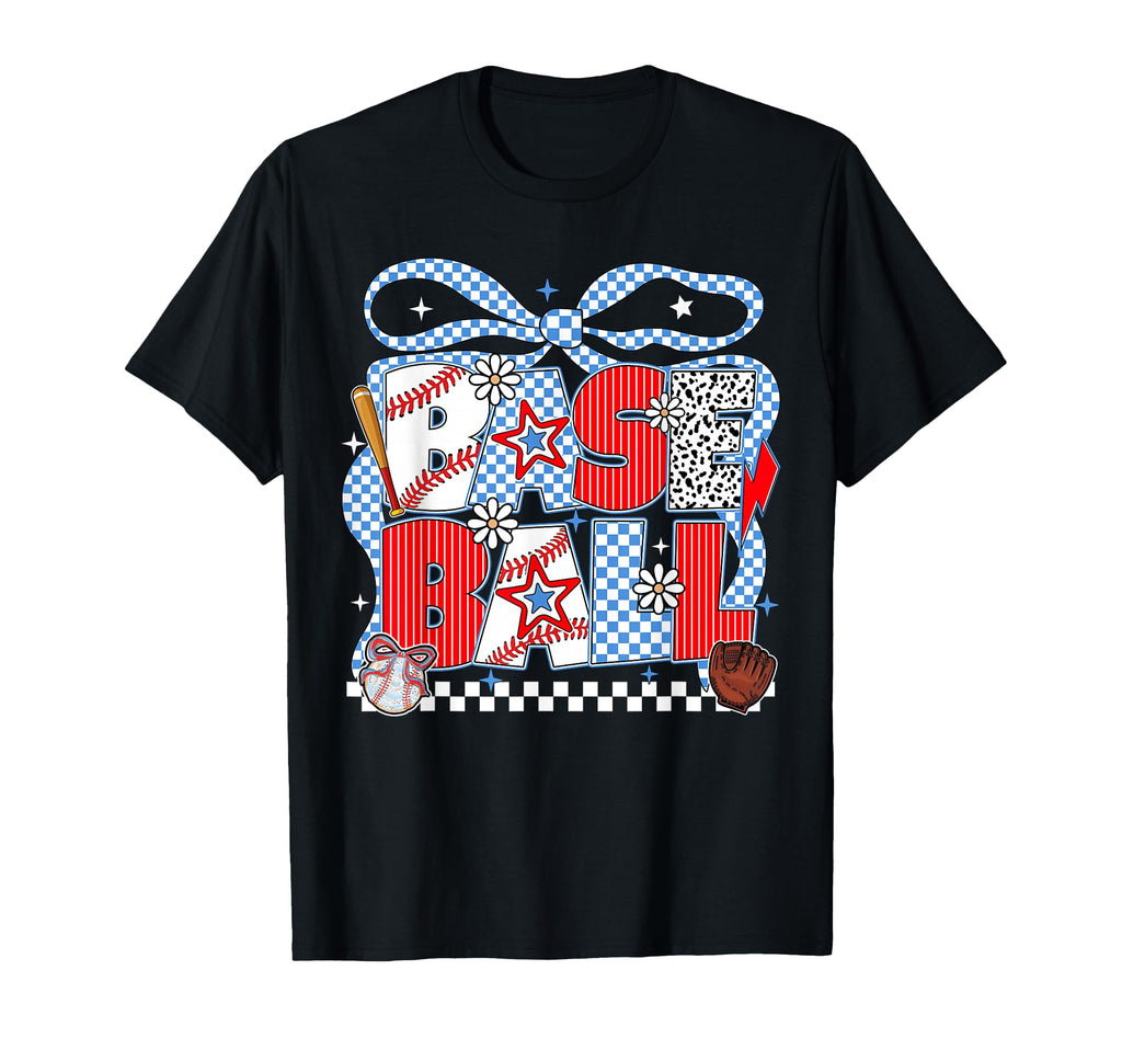 Baseball Coquette Bow Mama Mom Sister Game T-Shirt - Graphic Print Unisex - T-Shirt, Sweatshirt, Hoodie
