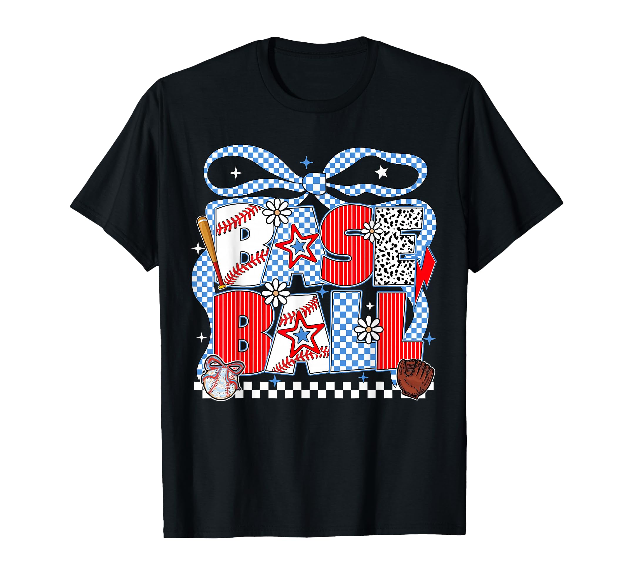 Baseball Coquette Bow Mama Mom Sister Game T-Shirt - Graphic Print Unisex - T-Shirt, Sweatshirt, Hoodie