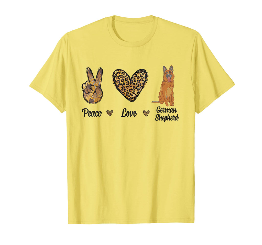 Peace Love German Shepherd Leopard T-Shirt - Aesthetic Graphic Unisex - T-Shirt, Sweatshirt, Hoodie