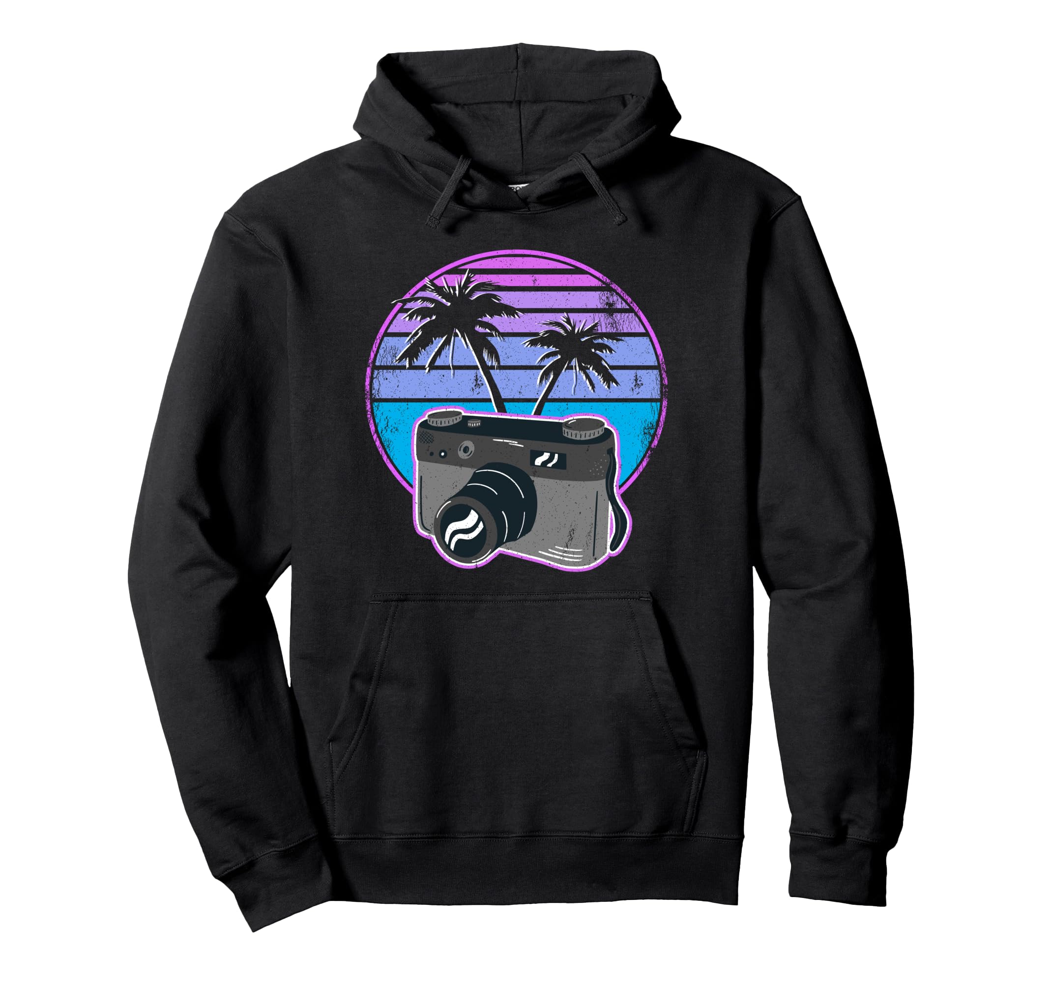 Photographer Vaporwave Camera Hoodie - Novelty Apparel for Adults - T-Shirt, Sweatshirt, Hoodie