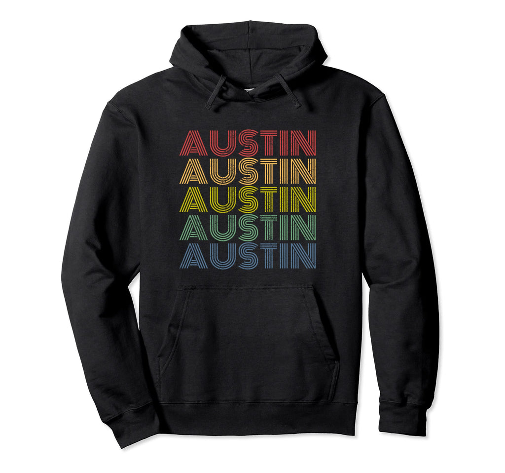 Austin Texas Distressed 70S Hoodie - Fun Novelty Design Men Women - T-Shirt, Sweatshirt, Hoodie