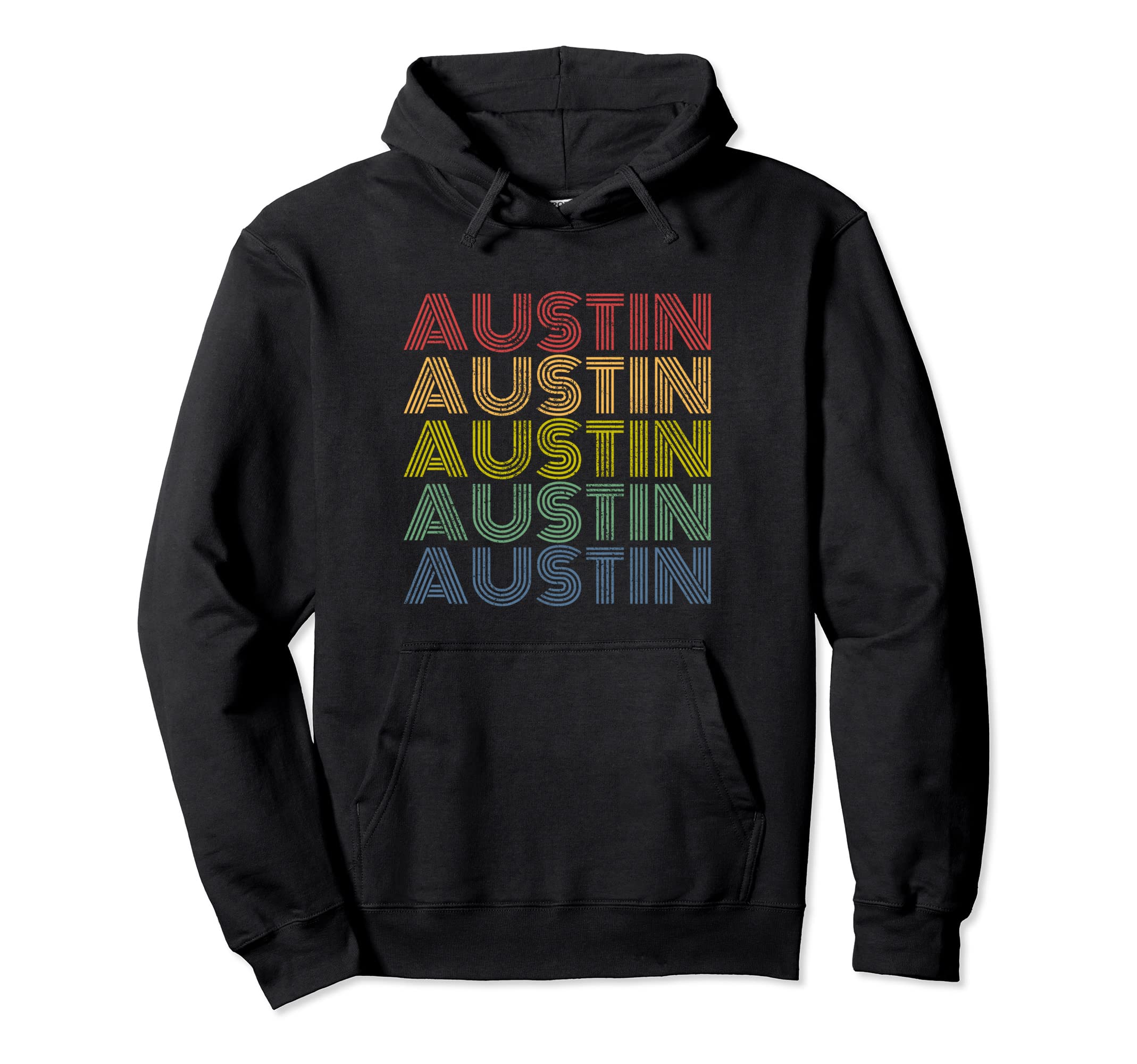 Austin Texas Distressed 70S Hoodie - Fun Novelty Design Men Women - T-Shirt, Sweatshirt, Hoodie