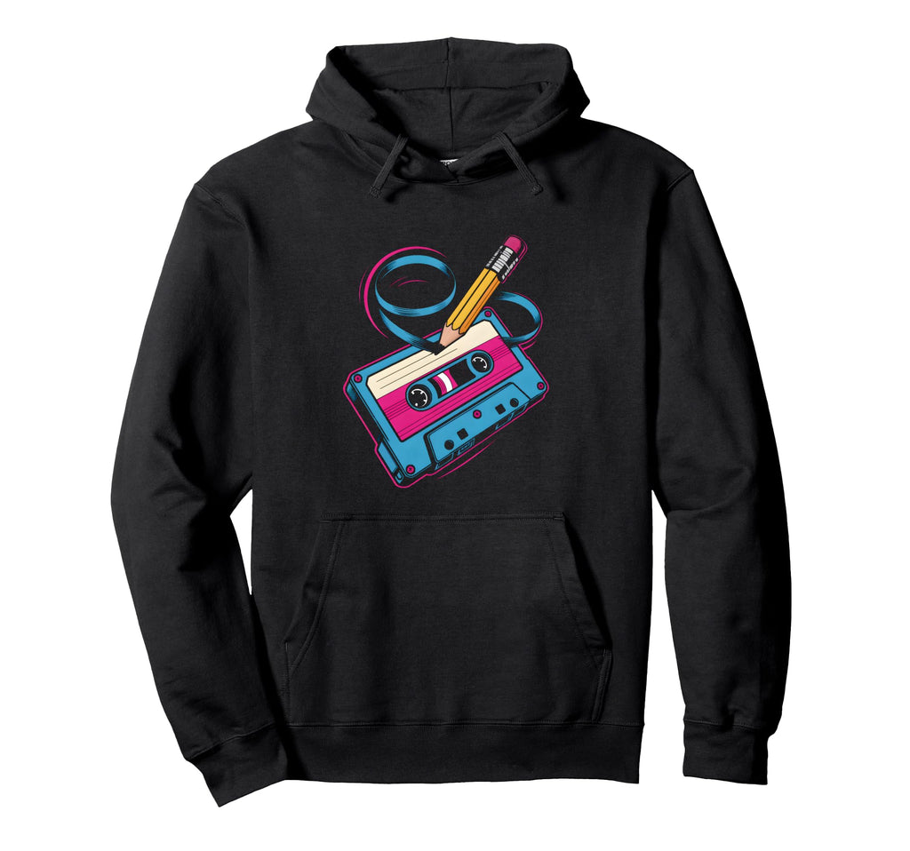 Mixtape Cassette Pencil Hoodie - Streetwear Style for Adults - T-Shirt, Sweatshirt, Hoodie