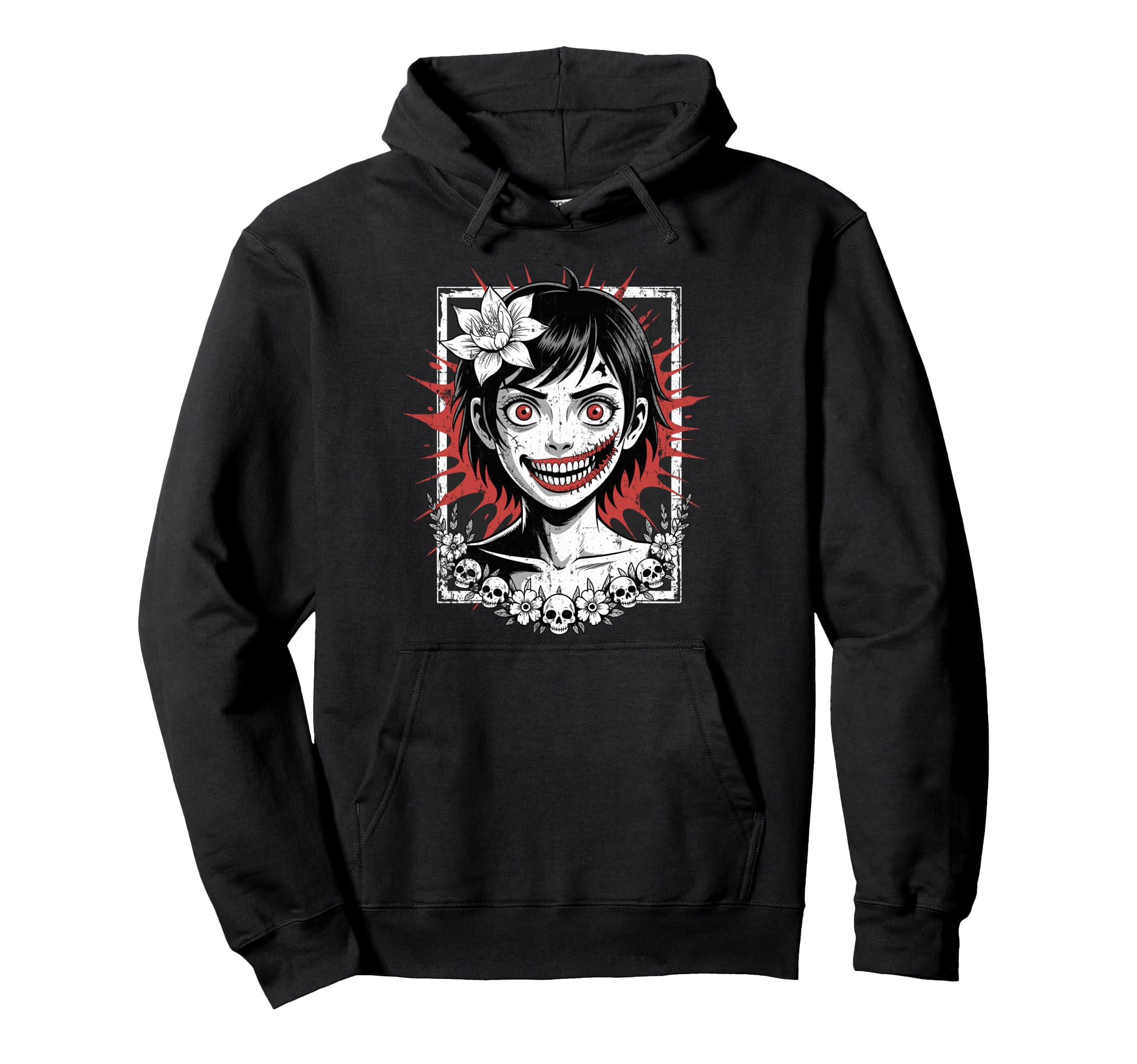 Horror Anime Goth Creepy Japanese Hoodie - Casual Everyday Wear Men Women - T-Shirt, Sweatshirt, Hoodie