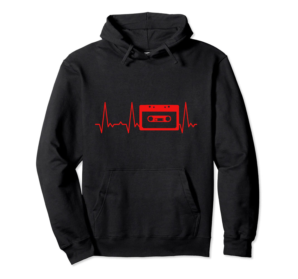 Heartbeat Cassette Tape Hoodie - Fun Novelty Design Men Women - T-Shirt, Sweatshirt, Hoodie