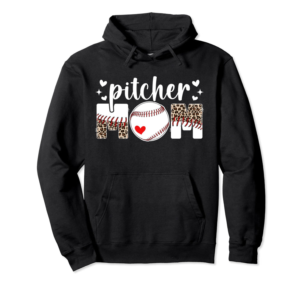 Baseball Pitcher Mom Leopard Mom Hoodie - Minimalist Print Men Women - T-Shirt, Sweatshirt, Hoodie