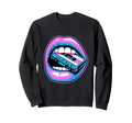 Nostalgic 80S Vibes Vibrant Lips And Sweatshirt - Graphic Print for Adults - T-Shirt, Sweatshirt, Hoodie